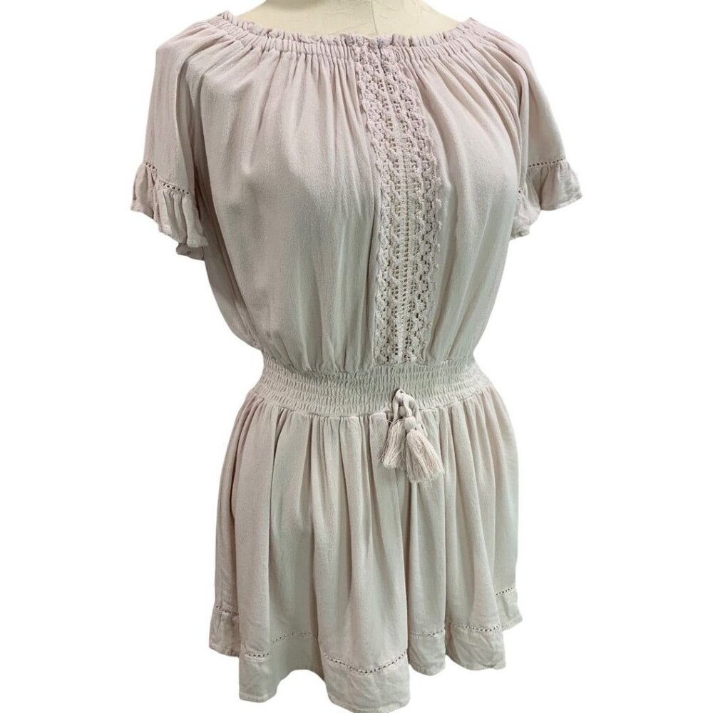 Medium Ocean Drive Womens Blush Pink Off Shoulder Boho Tunic Mini Dress